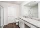 Clean bathroom featuring granite countertop, white cabinets, and glass shower at 502 Maddox Dr, Shelby, NC 28152