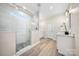 Bathroom with glass shower and vanity features modern updates at 7419 Tesh Rd, Monroe, NC 28110