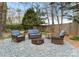 Backyard featuring a stone fire pit area with seating and landscaping at 801 Glendora Dr, Charlotte, NC 28212