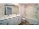 Bathroom with double sink vanity, large mirror, and a shower at 890 Two Brothers Ln, York, SC 29745