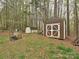 Backyard with storage sheds, offering convenient space for tools and equipment at 119 Dills Dr, Dallas, NC 28034