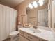Bathroom featuring a vanity, mirror, and shower-tub combo at 1515 Paul Boyd Rd, Clover, SC 29710