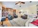 Inviting living room with built-in bookshelves, hardwood floors, and comfortable seating at 1515 Paul Boyd Rd, Clover, SC 29710