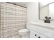 Clean bathroom with modern fixtures, white vanity, and a shower-tub combination at 201 Riverview Ter, Lake Wylie, SC 29710