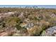 Aerial view of homes and lush trees, with city skyline in the distance at 215 Wyanoke Ave, Charlotte, NC 28205