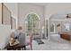 Bedroom or office space featuring a cathedral window and views to the backyard at 2587 Penngate Dr, Sherrills Ford, NC 28673