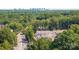 Scenic aerial view of charming townhomes surrounded by lush greenery and the city skyline in the distance at 3111 Everly Enclave Way, Charlotte, NC 28210