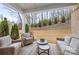 Covered outdoor patio space with comfortable seating, ideal for relaxation and entertaining at 3111 Everly Enclave Way, Charlotte, NC 28210