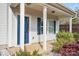 Inviting front porch featuring blue door, crisp white columns, and well-manicured landscaping at 4006 Stockbrook Dr, Charlotte, NC 28215