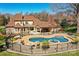 Backyard oasis with a large pool, spa, covered patio, and outdoor entertaining area at 7295 Three Sisters Ln, Concord, NC 28027