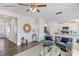Stylish living room featuring an open floor plan, comfortable seating, and a seamless transition to the modern kitchen at 882 Two Brothers Ln, York, SC 29745