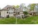 Aerial view showcasing the home's backyard oasis, including a pool, gazebo, and lush landscaping at 2017 Colorado Ct, Lancaster, SC 29720