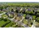 Aerial shot of a neighborhood featuring well-maintained homes, mature trees, and green lawns, showcasing the community's landscape at 7605 Berryfield Ct, Waxhaw, NC 28173