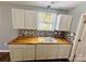 A kitchen sink with wooden countertops and white cabinetry at 417 Stonewall S Ave, Rock Hill, SC 29730