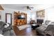 Spacious living room with a fireplace and a custom-built bookcase at 4519 S Potter Rd, Monroe, NC 28112