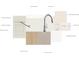 Selection of interior finishes featuring cabinetry, countertops, flooring, backsplash, and hardware at 7113 Short Stirrup Ln, Mint Hill, NC 28227
