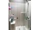 Clean RV shower featuring molded seat and shower head with accessories at 113 Larboard Trl # B36/37, Mount Gilead, NC 27306