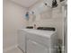 Clean laundry room featuring a side-by-side washer and dryer with overhead shelving for storage at 126 Johns Cardinal Dr, Mooresville, NC 28115