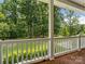 Inviting porch with white railings overlooking a serene backyard and lush green foliage, perfect for relaxation and outdoor enjoyment at 217 Blossom Hill Rd, Lincolnton, NC 28092