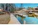 Private dock stretches into the clear lake, offering waterfront access and scenic views at 22970 Lake Tillery Rd, Albemarle, NC 28001