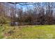 Scenic view of a backyard pond surrounded by lush greenery and trees at 28120 Ryan Rd, Richfield, NC 28137