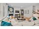 A contemporary living room with a cozy fireplace, sectional sofa, and stylish decor accents at 5248 Hatcher Creek Rd # 49, Charlotte, NC 28215