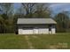 A detached garage with a roll-up door and an entry door on a grassy lot at 7780 Stokes Ferry Rd, Salisbury, NC 28146
