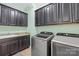 Well-equipped laundry room with granite countertops and overhead cabinets at 2146 Holden Sw Ave, Concord, NC 28025