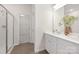 Bathroom with double sinks, shower, and ample counter space at 700 Sunset Pointe Dr, Salisbury, NC 28146