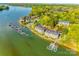Panoramic aerial view of waterfront condo community and Lake at 9709 Emerald Point Dr # 6, Charlotte, NC 28278