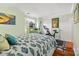 Inviting bedroom with exercise equipment, a fish-themed quilt, hardwood floors, and a TV at 9709 Emerald Point Dr # 6, Charlotte, NC 28278