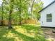 A fenced-in backyard features a lush lawn surrounded by mature trees and the side of a white house at 108 Graham St, Chester, SC 29706
