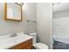 Classic bathroom features wood vanity and updated plumbing at 130 Atwell Rd, Mt Ulla, NC 28125