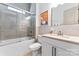 Elegant bathroom featuring stylish tiles, a glass-enclosed shower, and a modern vanity at 1447 Encore Ln, Waxhaw, NC 28173