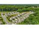 An aerial shot showcases a peaceful neighborhood bordered by lush greenery, offering a blend of community and natural beauty at 4213 Stockbrook Dr, Charlotte, NC 28215