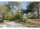 Spacious backyard featuring a shed, concrete patio, lawn, and lush greenery for privacy at 4343 Dowling Dr, Charlotte, NC 28205