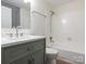 Updated bathroom featuring a vanity with marble countertop, modern faucet, and a shower-tub combination at 8432 Strider Dr, Charlotte, NC 28212