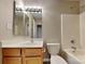 Bathroom featuring a vanity with a mirror, a toilet, and a shower/tub combination at 1240 Periwinkle Dr, Waxhaw, NC 28173