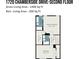 Second floor layout featuring a primary bedroom with bath, bedroom, walk-in closet, and hall at 1720 Chamberside Dr, Rock Hill, SC 29730
