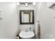 Small powder room with a classic sink and ornate mirror provides functionality at 2011 Dunsmore Ln # 137, Waxhaw, NC 28173