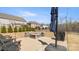 Well-manicured backyard with a stone fire pit, patio furniture, and landscaped surroundings at 2768 Suffolk Pl, Fort Mill, SC 29715