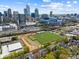 An aerial view of a property showcasing the surrounding neighborhood and urban skyline at 306 S Cedar St # 10, Charlotte, NC 28202