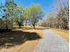 Scenic long driveway leading to a cozy home surrounded by lush trees and open space at 3144 Rickwood Dr, Newton, NC 28658