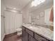 Clean bathroom with a shower and tub combo, granite countertops, and modern fixtures and hardware at 3810 New Salem Rd, Monroe, NC 28110
