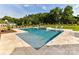 Beautiful inground swimming pool with a sun shelf and spa, set in a lush green backyard at 406 Sugar Maple Ln, Weddington, NC 28104