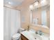 Bathroom with vanity, mirror, and shower/tub combo at 4434 Patriots Hill Rd, Mint Hill, NC 28227
