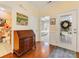 Entryway with hardwood floors, secretary desk and front door view at 4434 Patriots Hill Rd, Mint Hill, NC 28227