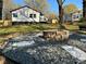 Outdoor fire pit in a backyard with rocks and grass, perfect for relaxing or entertaining at 609 Mccarten St, Monroe, NC 28112