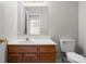 Cozy bathroom featuring a single sink vanity, large mirror, and standard toilet at 238 Lippard Springs Cir, Statesville, NC 28677