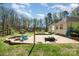 Spacious backyard with brick patio, fire pit, and treed perimeter at 306 Nance Rd, Charlotte, NC 28214